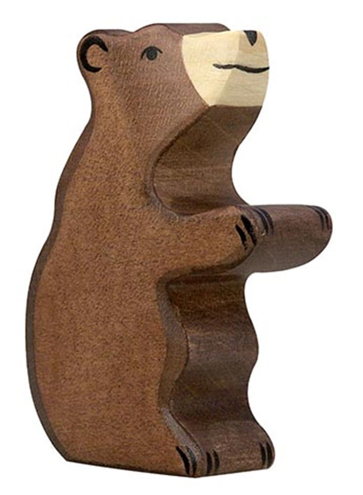 Holztiger brun bjørn, lille, siddende.