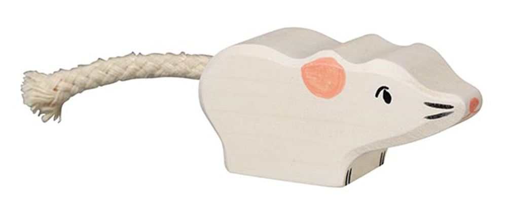 Holztiger mus, hvid. 5 cm.