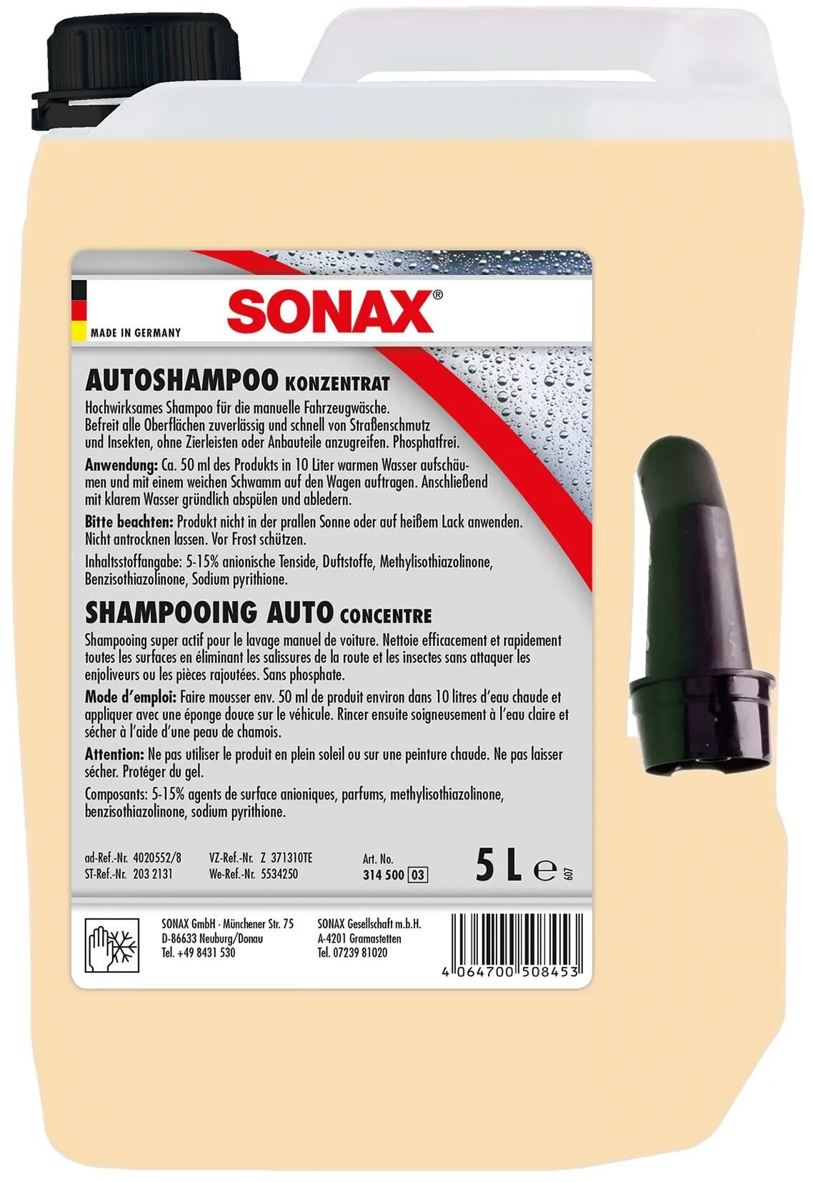 Sonax bilshampoo shampoo 5 liter dunk