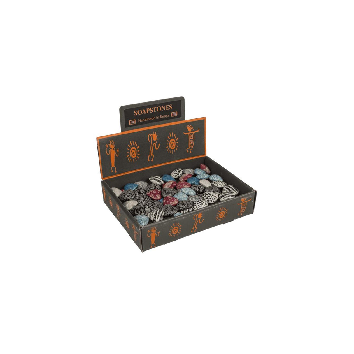 Ootb fedtstenshjerte med gravering håndlavet i Kenya 3cm 12 assorteret