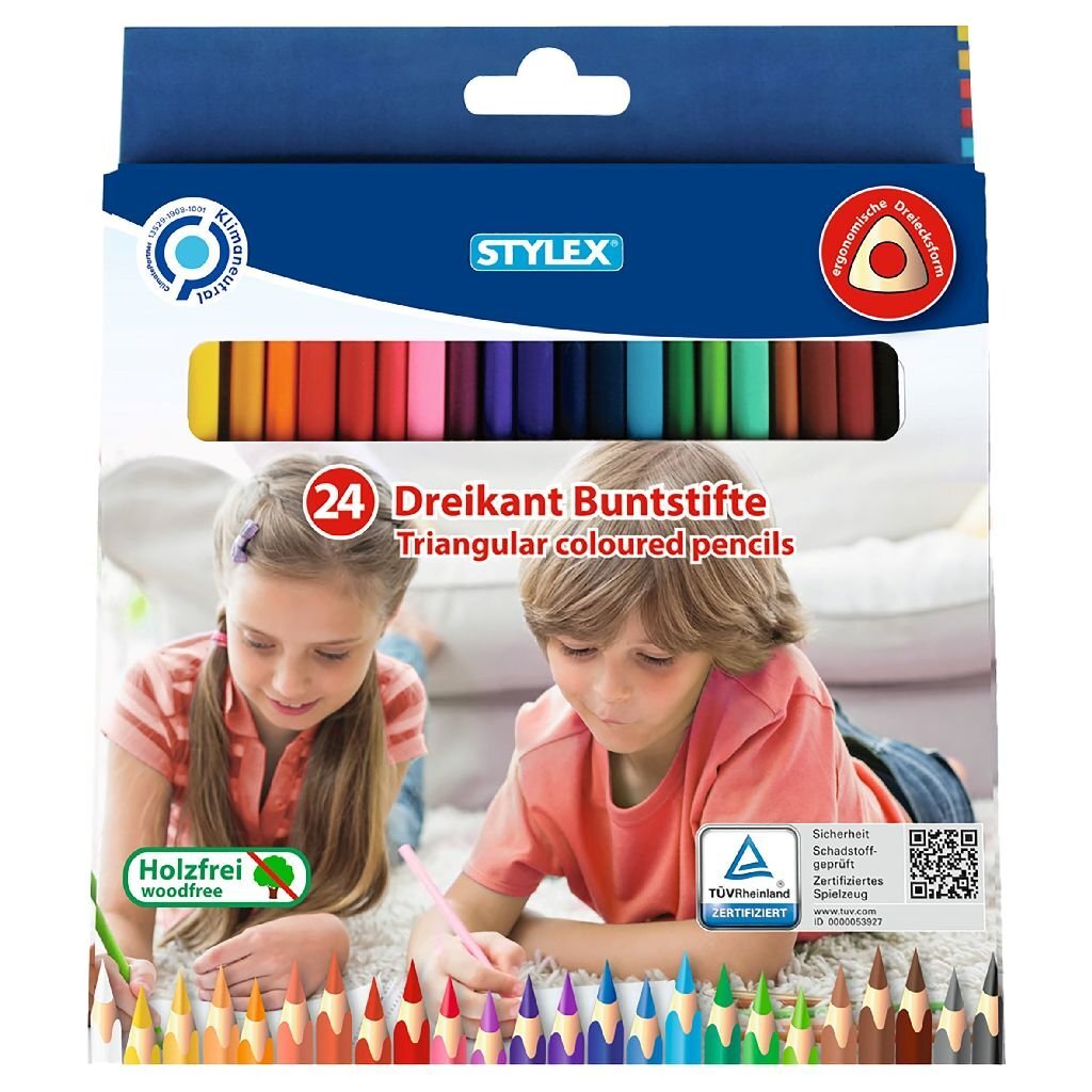 Stylex trekantede farveblyanter 24 farver