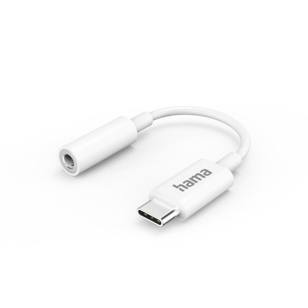 Hama aux adapter USB-C ndash; 3,5 mm jack-tilslutning, hvid