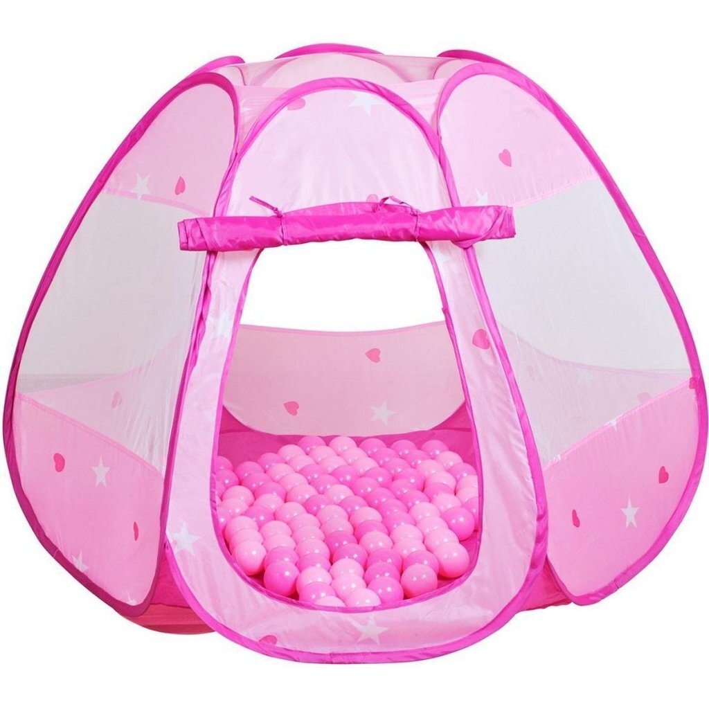 Legetelt med 100 bolde pink
