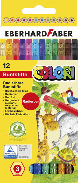 Eberhard faber ef-514817 farveblyanter med viskelæderetui 12 stk.