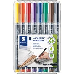 Staedtler lumocolor f permanent pen - æske 8 farver