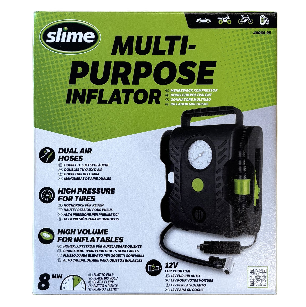 Slime 12v multifunktionel pumpekompressor