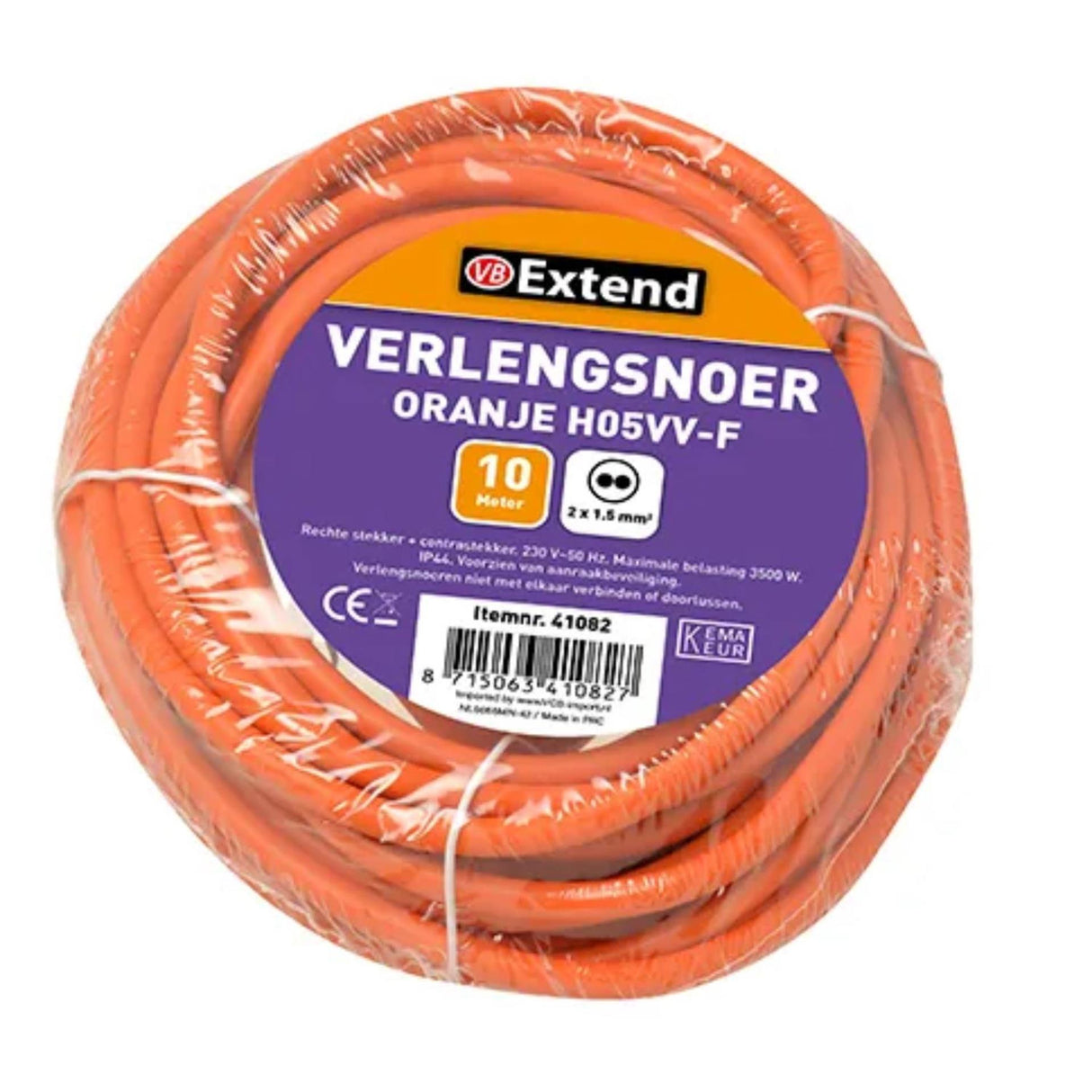 Forlængerledning 10m orange ujordet max 3500w 2x1,5mm