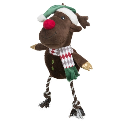 Trixie Xmas rensdyr med floss reb ben plys bomuld