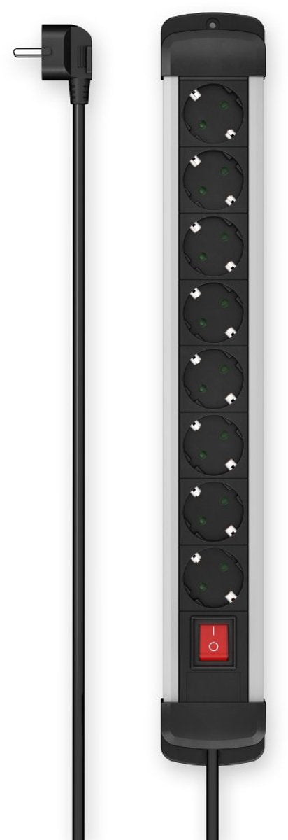 Hama strømskinne - 8-vejs - 1,5m kabel - aluminium