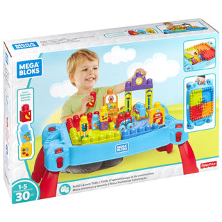 Mega Bloks First Builders konstruktions- og indlæringstabel