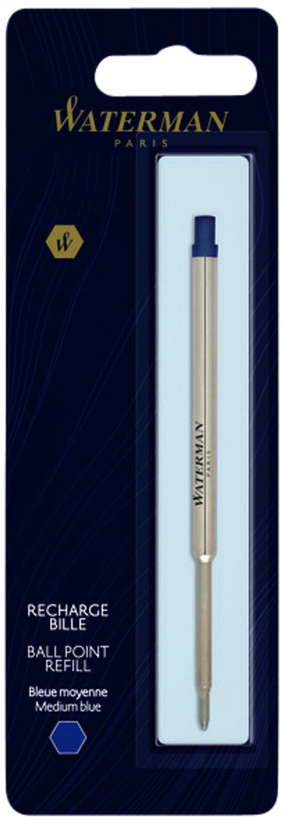 Waterman refill til kuglepen | medium nib med blåt blæk | 1 stk
