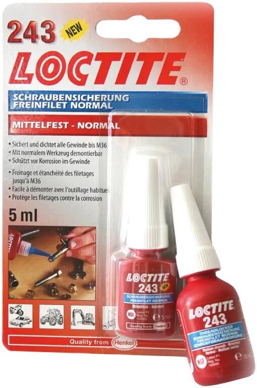 Loctite skruebeskyttelse 243 skrueholder 5 ml rør medium styrke