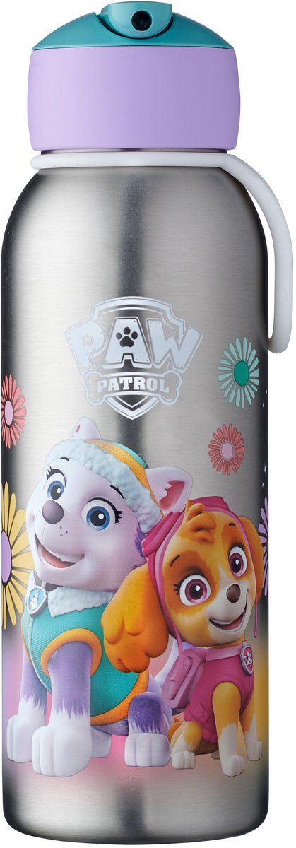 Mepal isoleerfles flip-up campus - 350 ml - 12 uur koud 4 uur warm - drinkfles met rietje voor kinderen - paw patrol girls