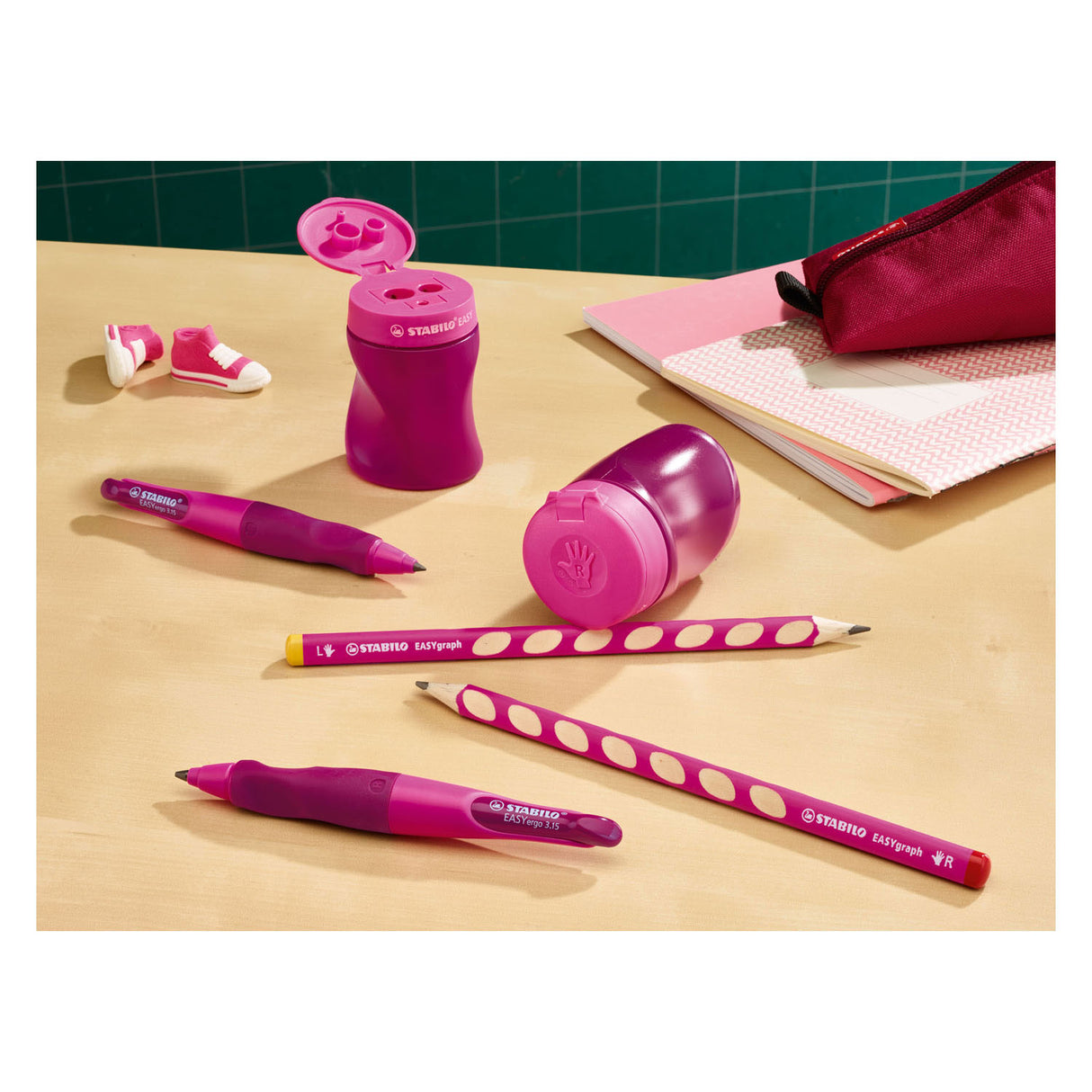 Stabilo Easysharpener - 3 i 1 blyant skarpere - højre - lyserød
