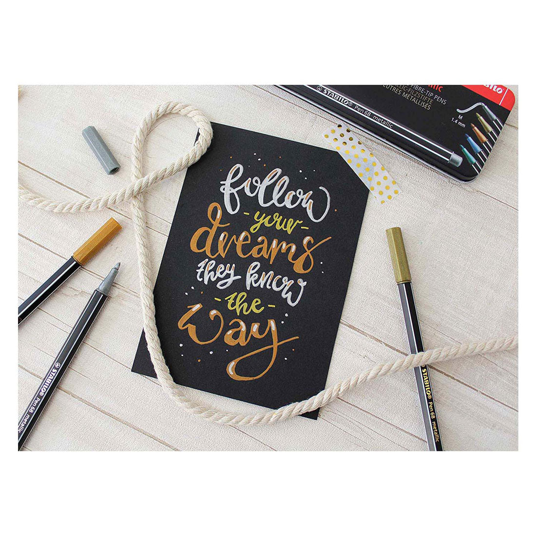 Stabilo pen 68 metallic - filtpen - metallisk guld (68 810)