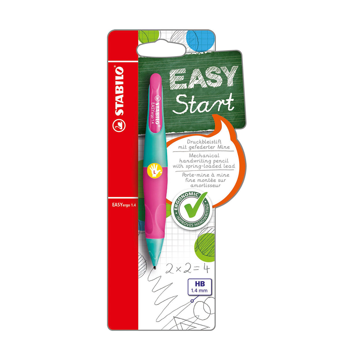 Stabilo easyergo 1.4 - ergonomisk mekanisk blyant - venstrehåndet - neon pink