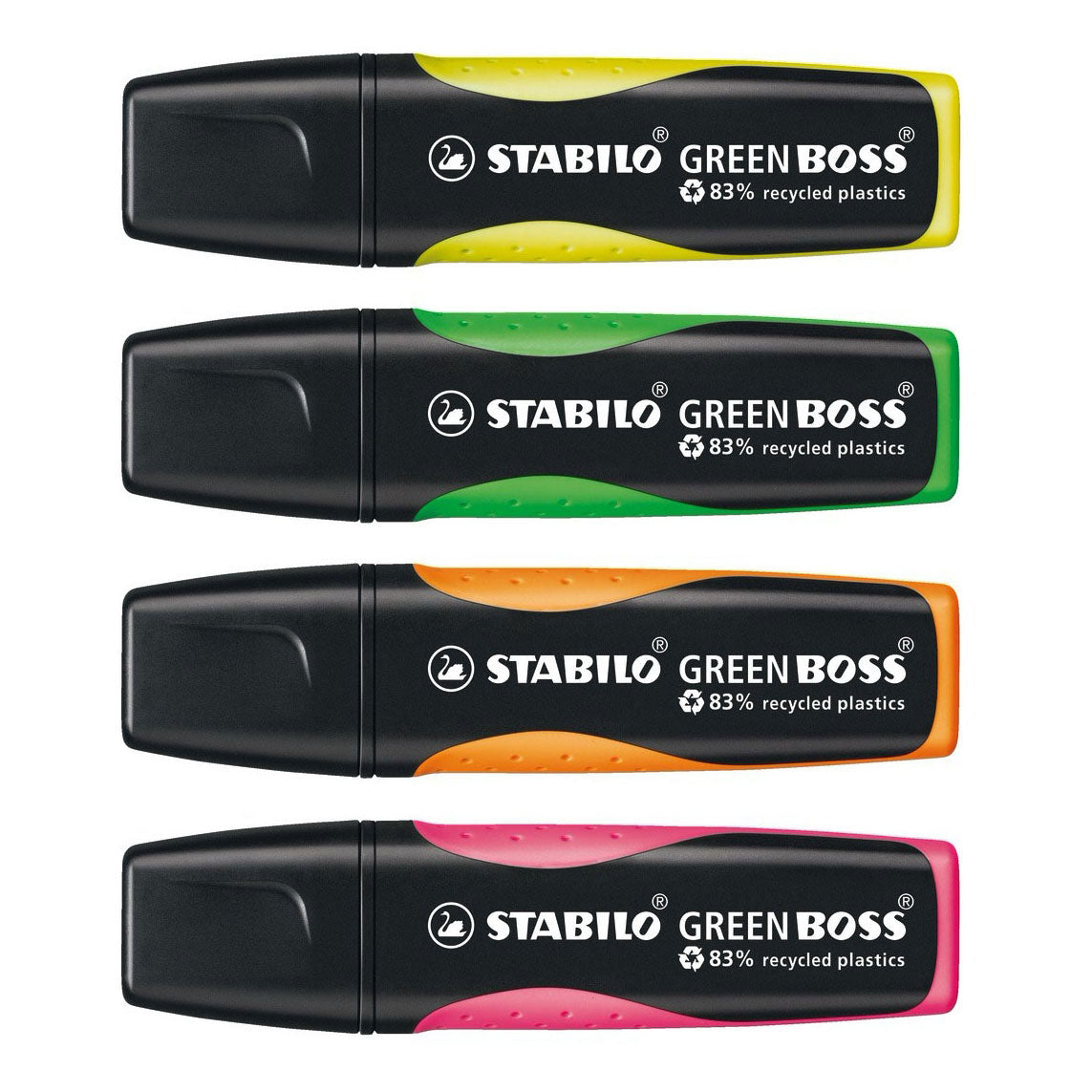 Stabilo tekstmarkør 6070 4 grøn boss 2-5mm grøn, gul, orange, pink