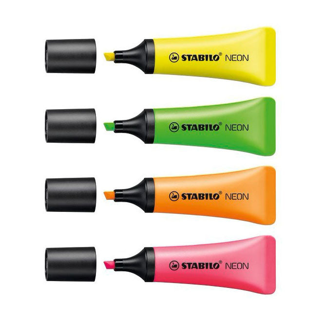 Stabilo neon - highlighter - sæt med 4 stk