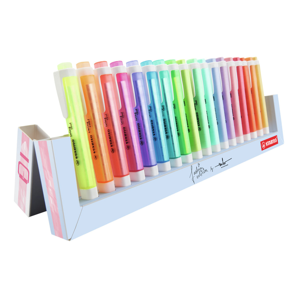 Stabilo swing cool - highlighter - perfekt til på farten - standard pastel - skrivebordssæt med 18 farver