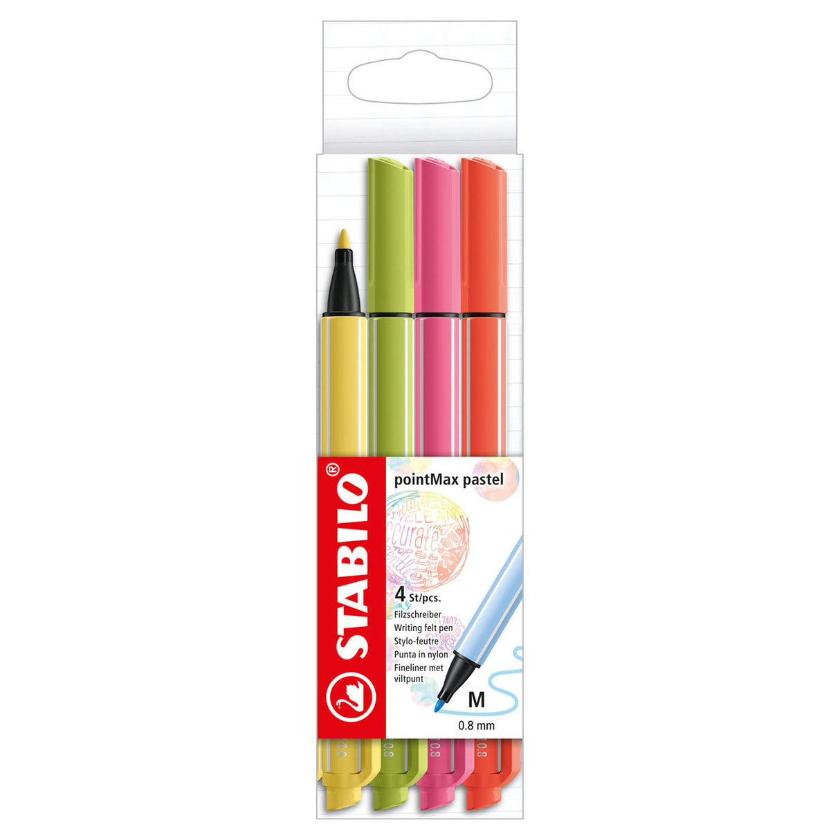 Stabilo pointmax pastel - hardtip fineliner - sæt med 4 stk