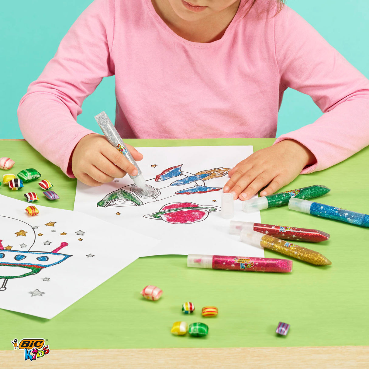 Bic kids glitterlim metallic, 6 stk.