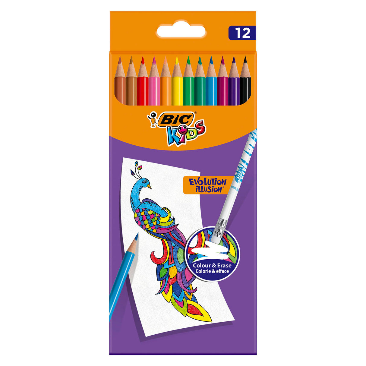 Bic kids evolution sletbare farveblyanter, 12 stk.