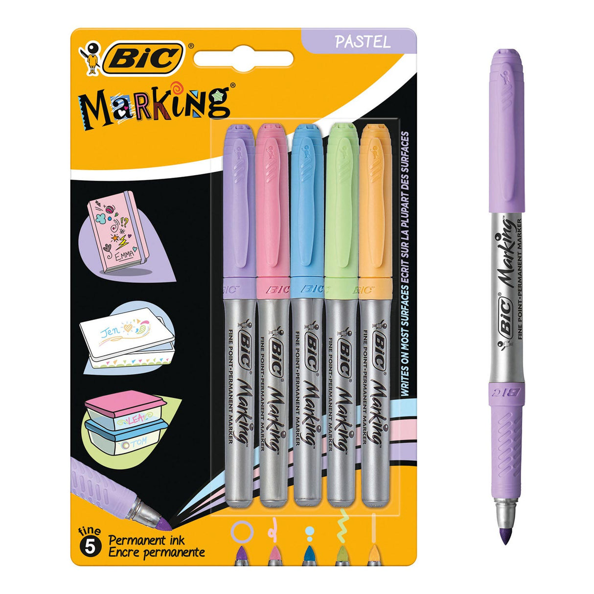 Bic Intensity Felt -tip Pens permanent pastel, 5 ..