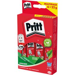 Pritt limstift værdi pakke 6x22 gram | limstift klæbemiddel | skolekontor limstift | nem at bruge, miljøvenlig limstift.