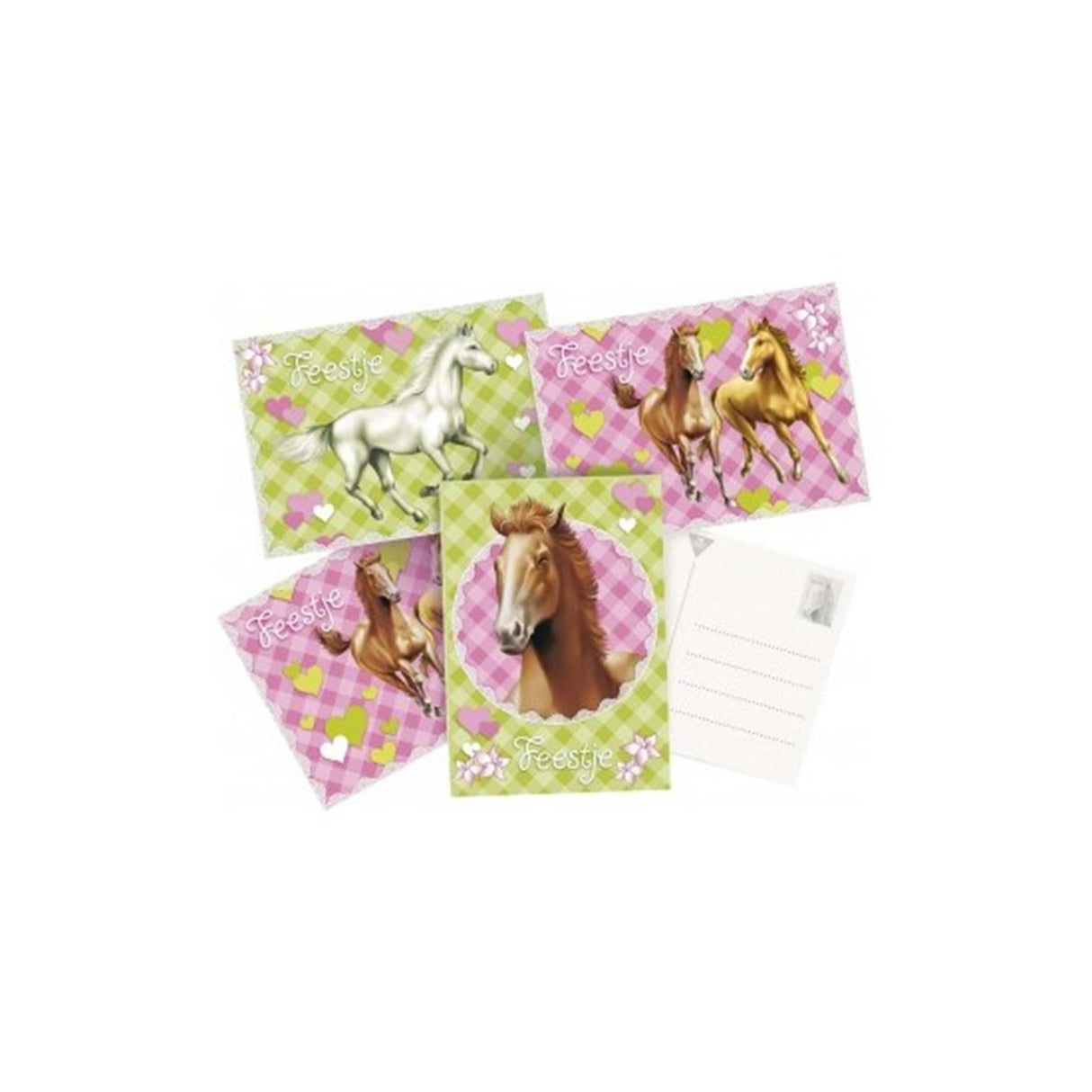 Haza invitationskort 6 stk heste pakke med 5 nl