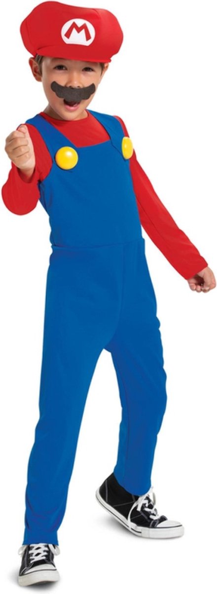 Forklædning Nintendo Super Mario Brothers Mario børnekostume - børn op til 8 år - blå rød