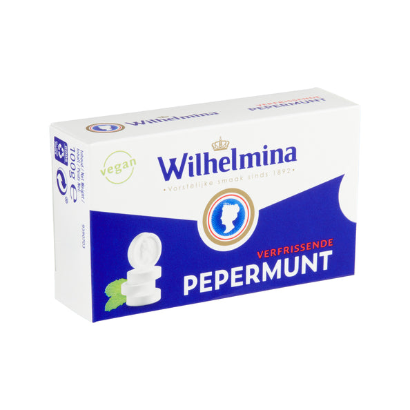 Wilhelmina pebermynte vegansk vandret æske (24x 100gr)