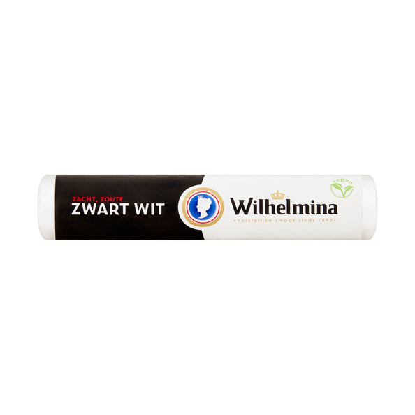 Wilhelmina sort og hvid vegansk rulle (24x 39gr)