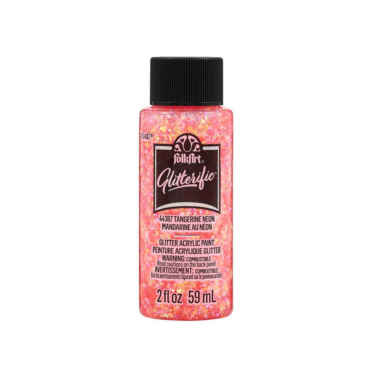 Folkart • glitrende akrylmaling neon mandarin 59ml