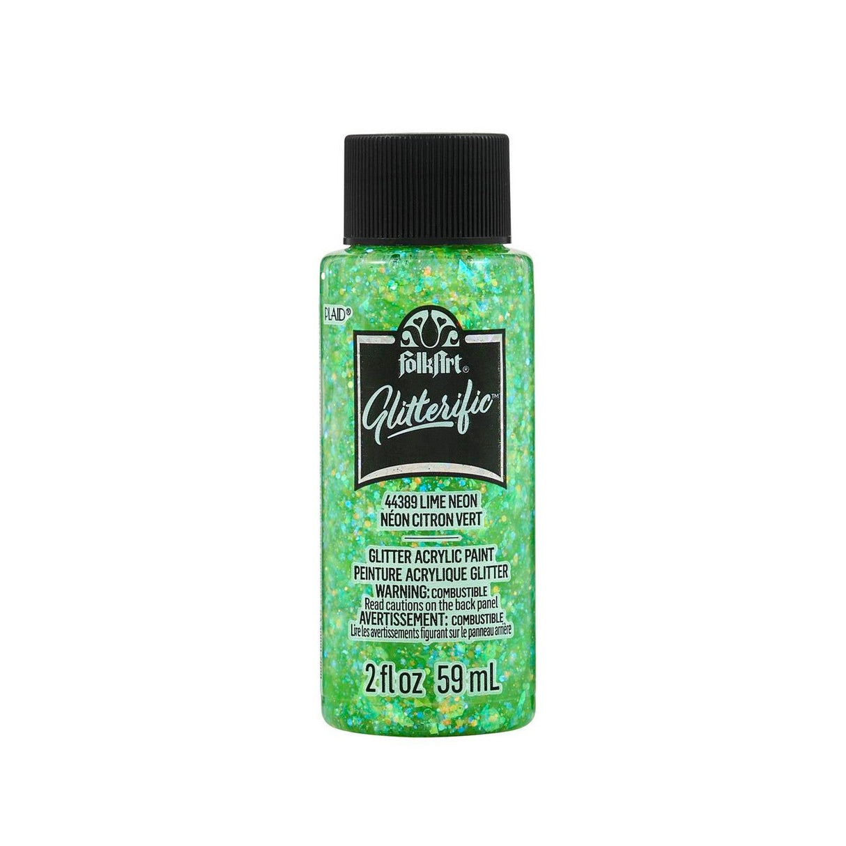 Folkart • glitrende akrylmaling neon lime 59ml