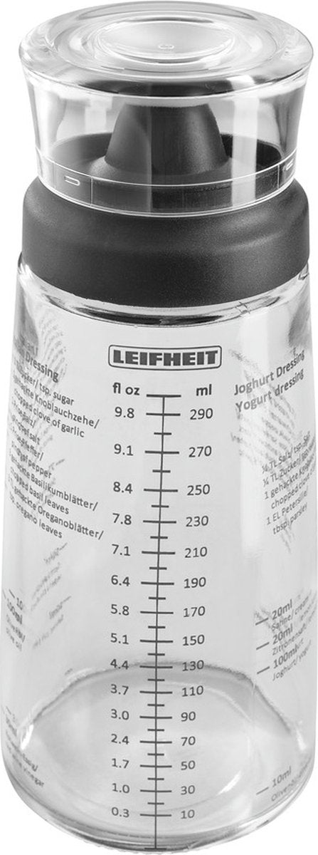 Leifheit proline dressing shaker 300 ml glas sort