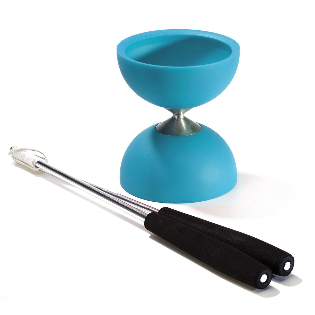 Eureka gummidiabolo med aluminiumspinde - lyseblå