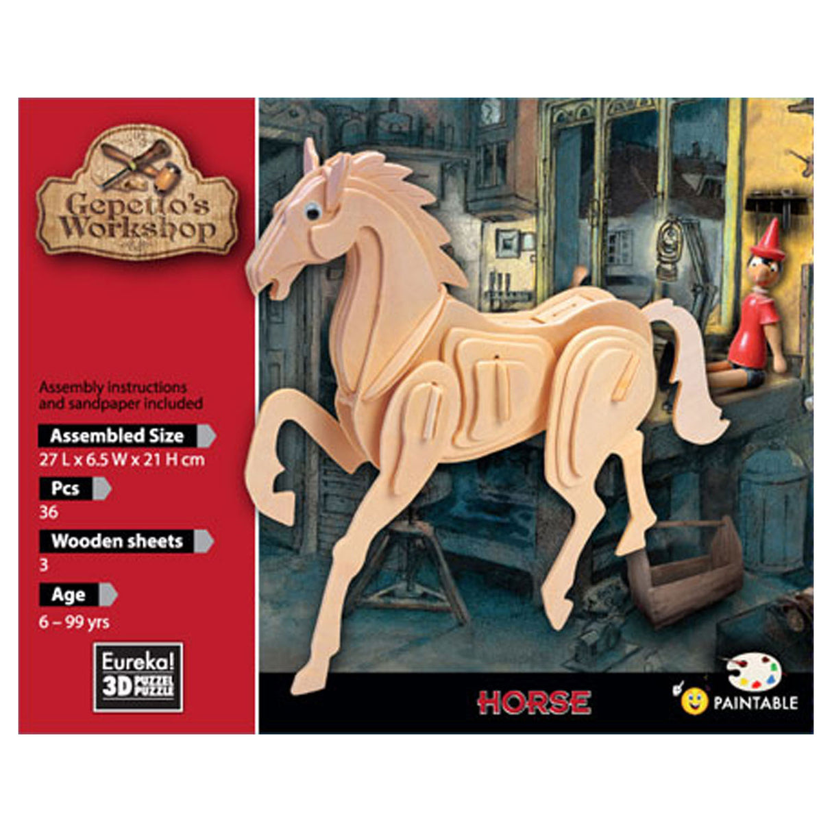 Gepettos workshop Wooden Kit 3d - Hest