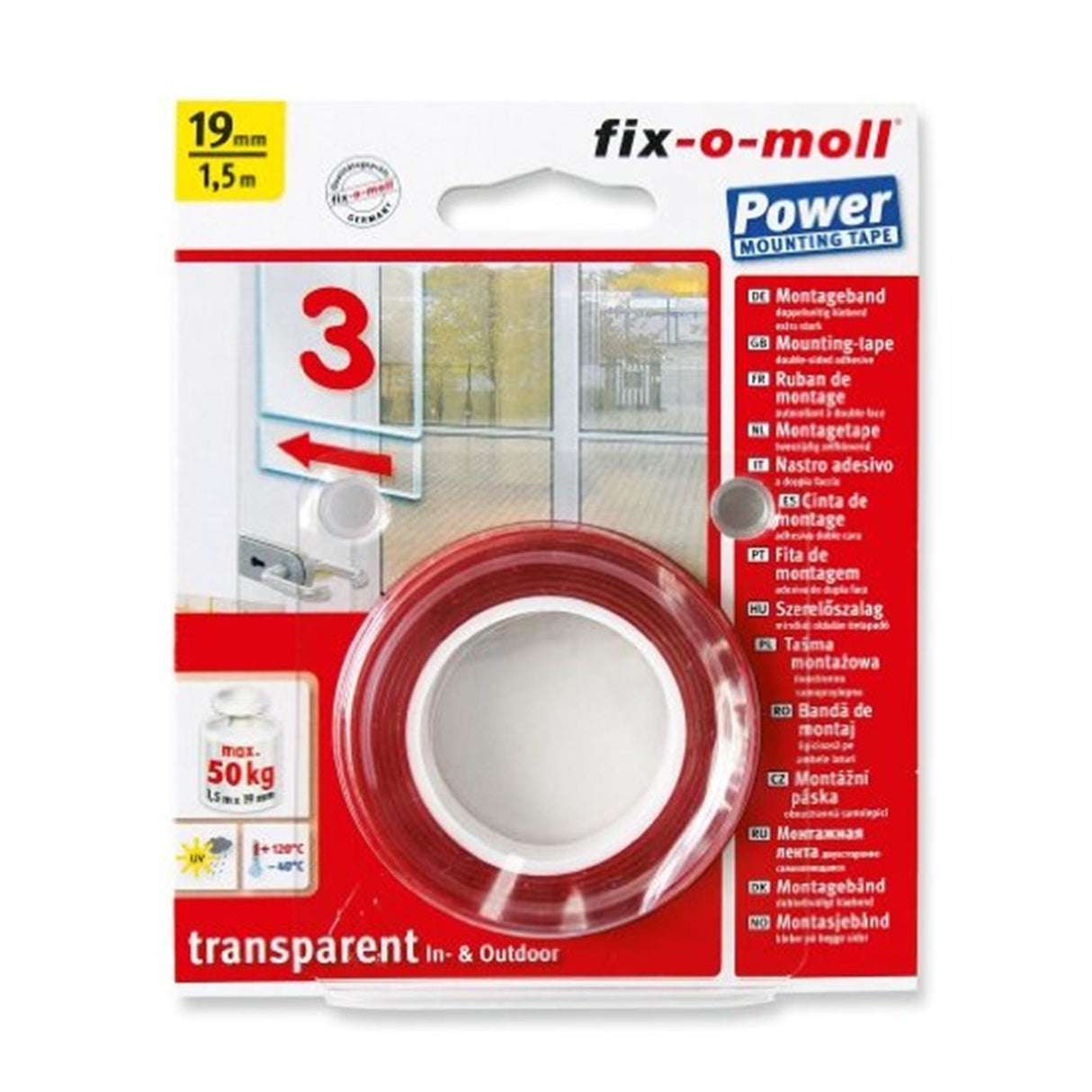 Fix-o-moll monteringstape dobbeltsidet tape 1,5x19