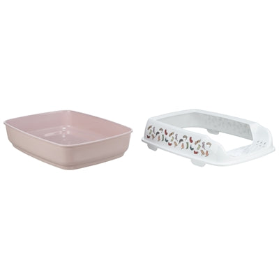 Trixie Cat Box delio med kanttrykt lyserosa hvid