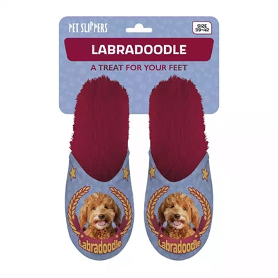 Hjemmesko labradoodle lilla rød
