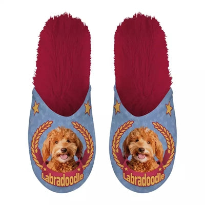 Hjemmesko labradoodle lilla rød