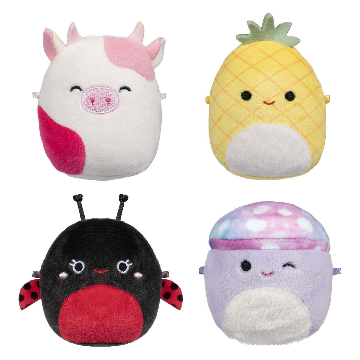 Squishmallows nuttede plys-mikromallows - maui, trudy, caedyn, minya, 4-pak