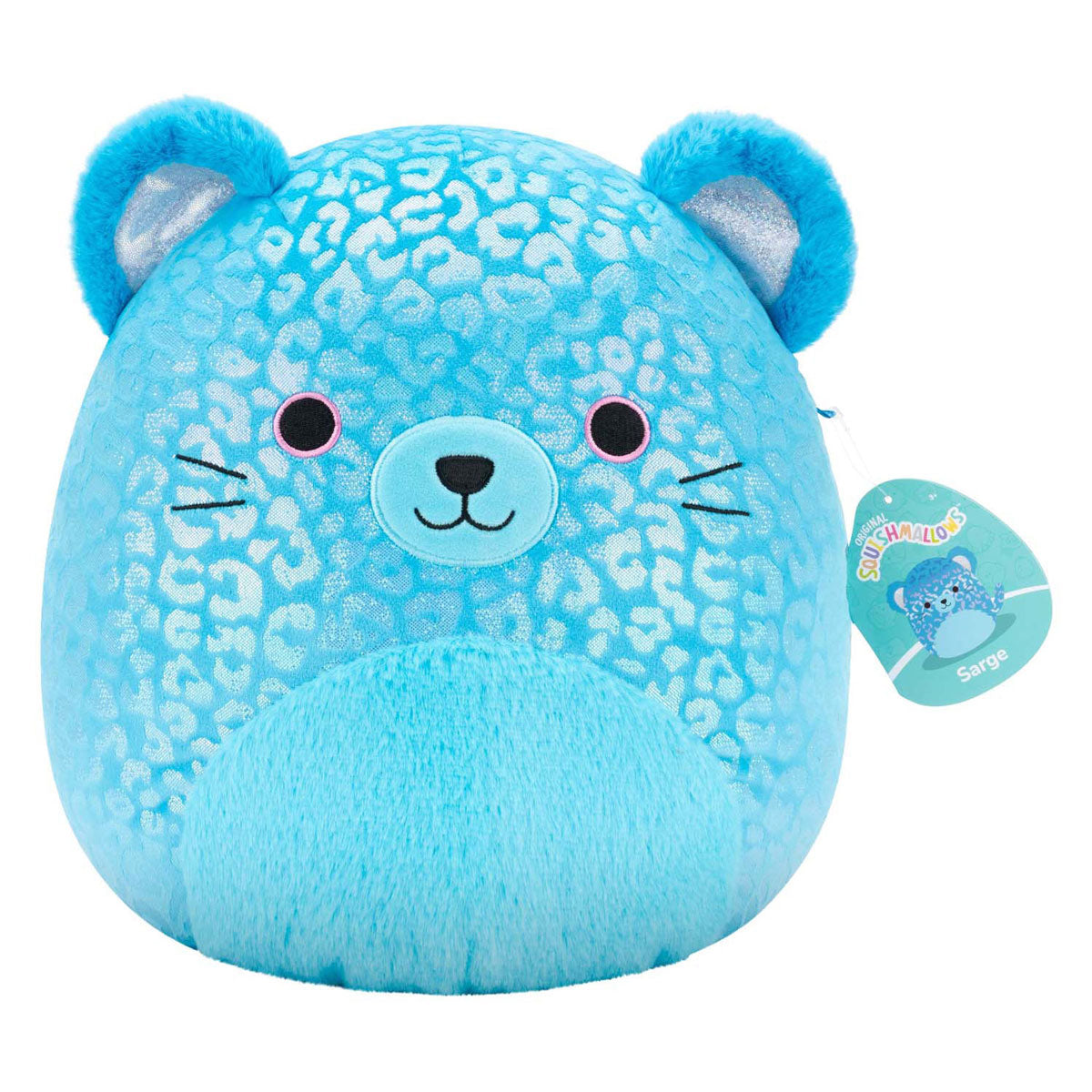 Squishmallows krammeplys - blå jaguar, 30 cm