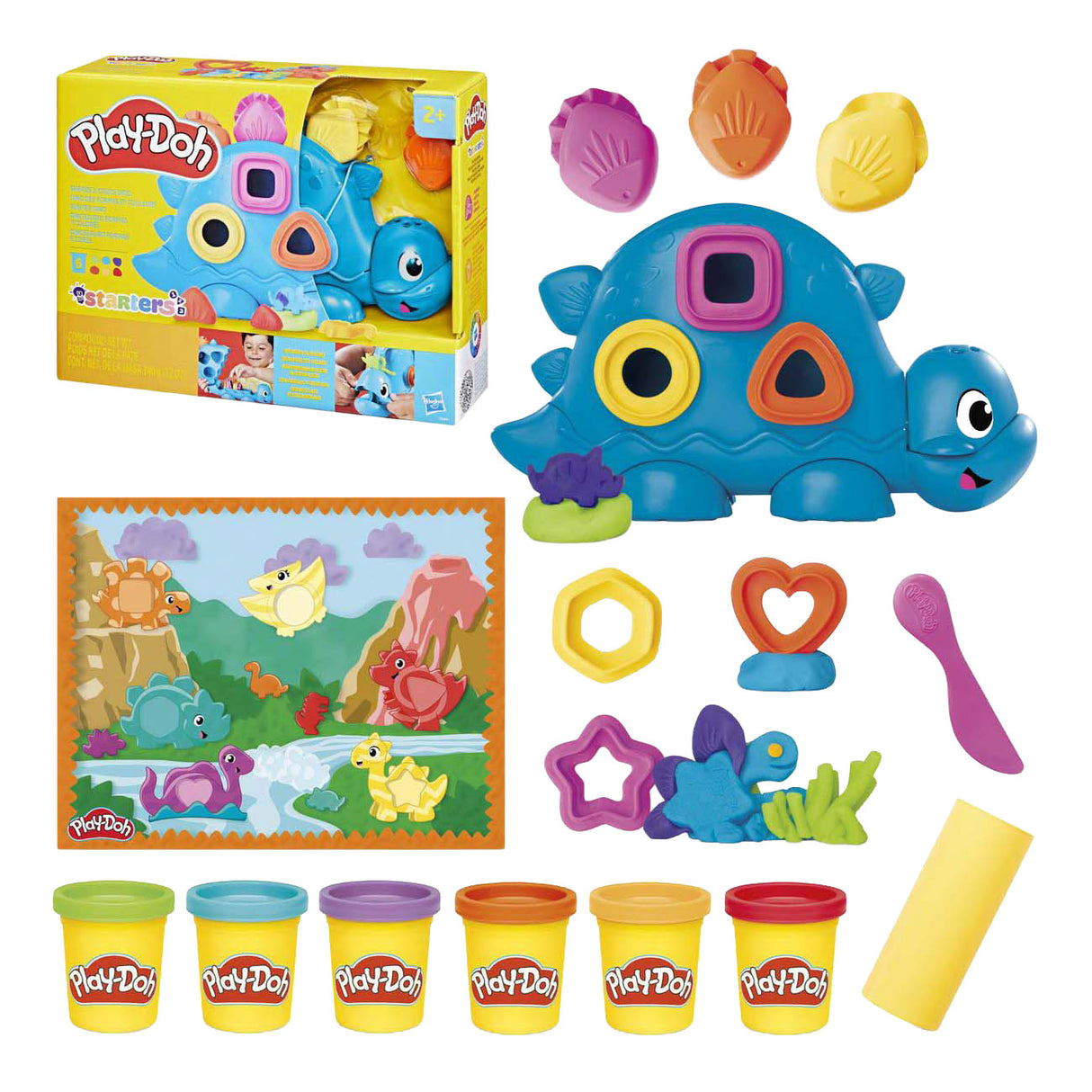 Play-doh stående former og farver dino - 6 lerpotter
