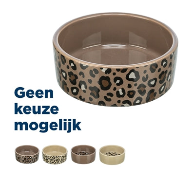 Trixie madskål drikkeskål Leo cat keramisk leopardprint assorteret