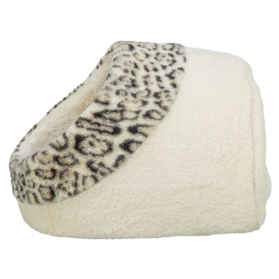 Trixie katteseng iglo leo blød plys creme leopardprint