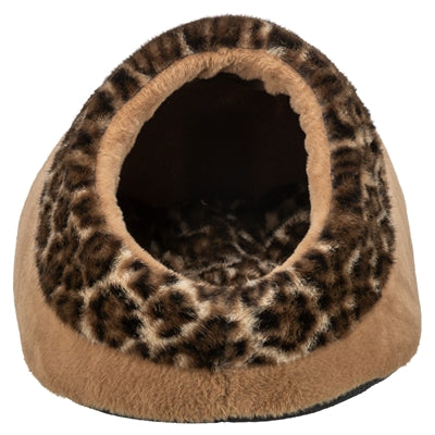 Trixie katteseng iglo leo blødt plys brunt leopardprint