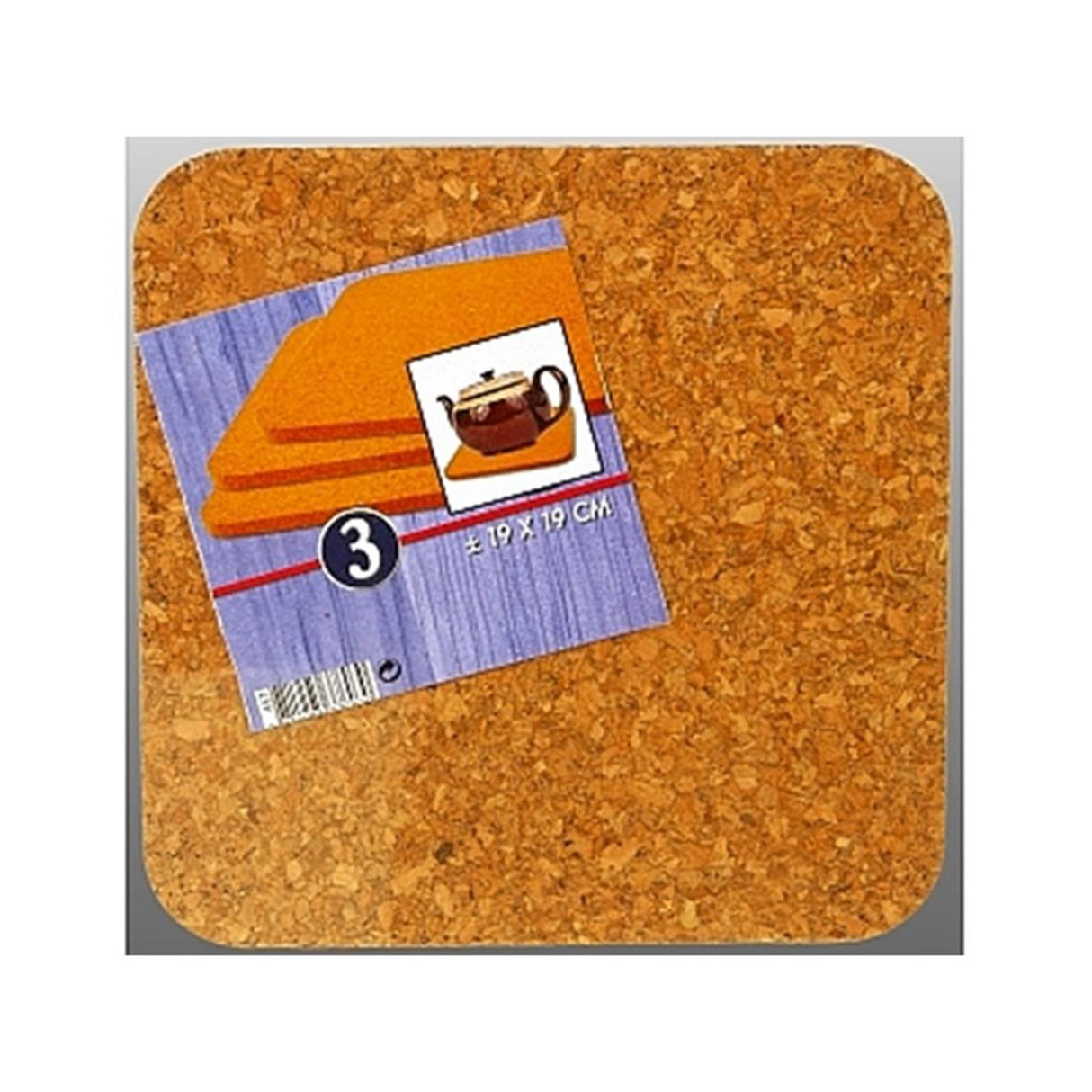 Fremragende husholdningsartikler kork coaster firkantet 19x19cm sæt af 3