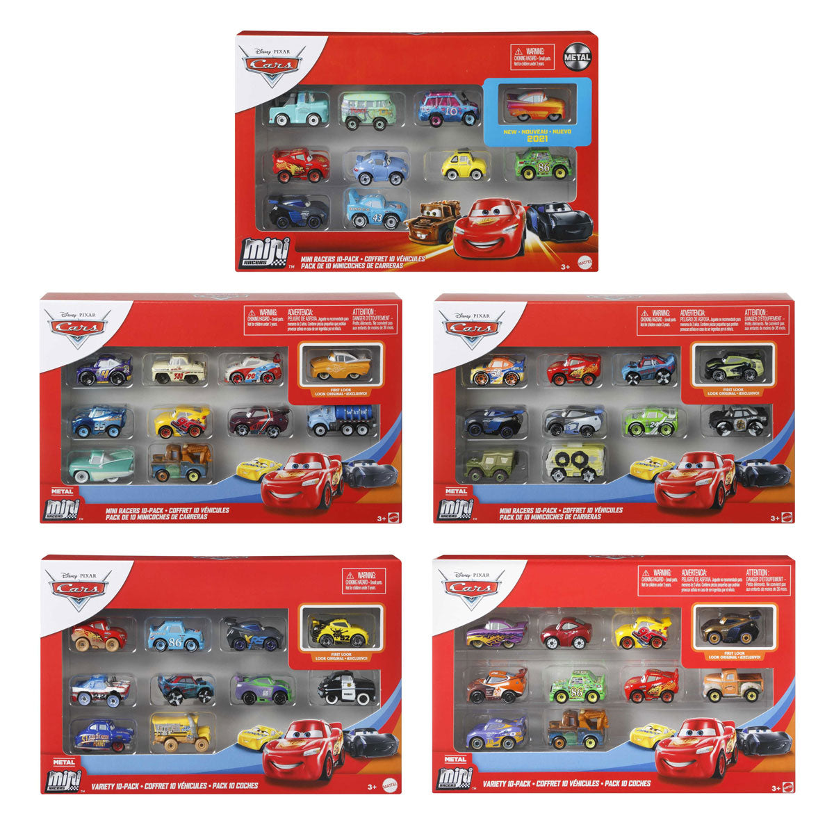 Disney Pixar Mini Racers køretøjer, 10 stk.