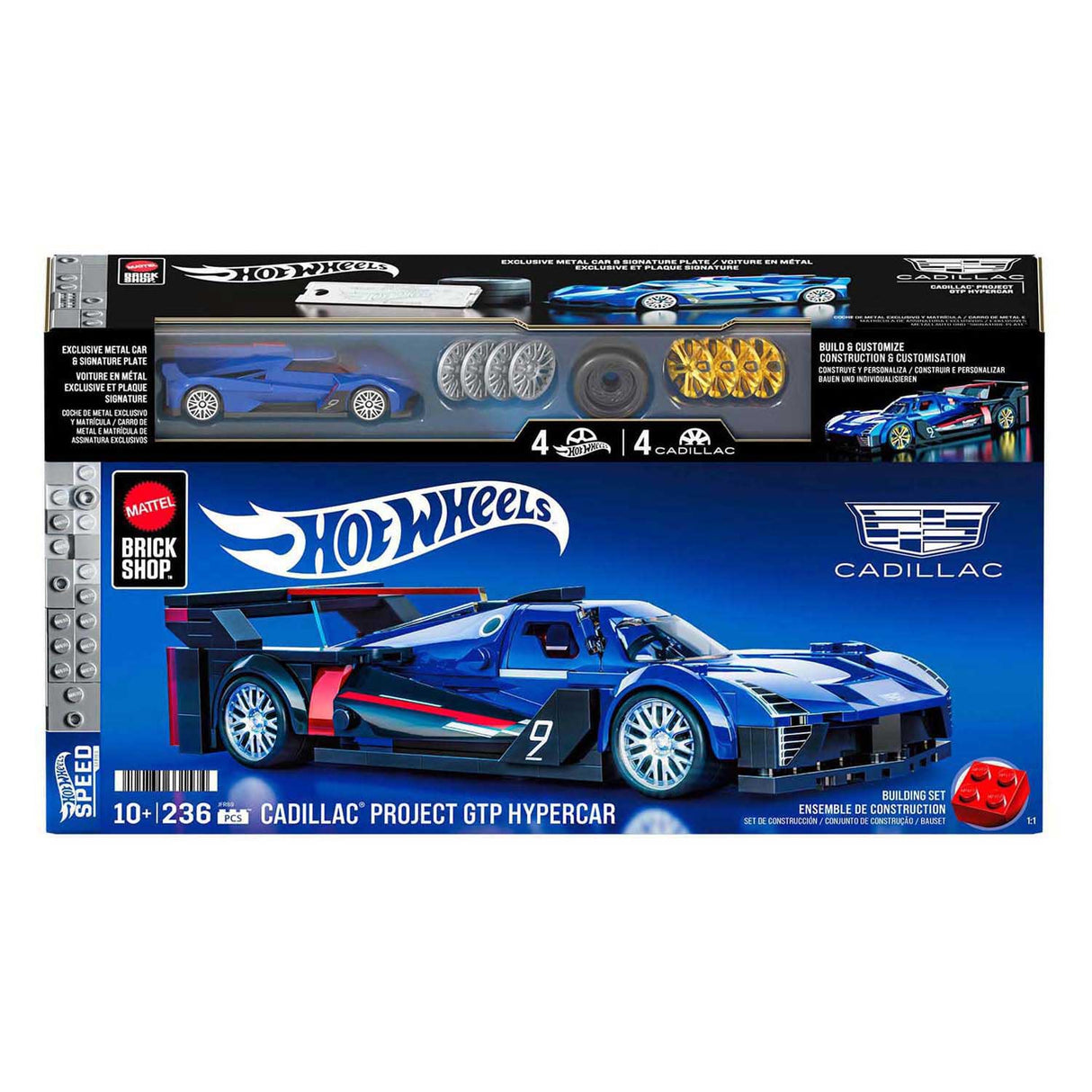 Hot Wheels Brick Shop Speed Series Cadillac 1:32 byggesæt - 236 stykker.